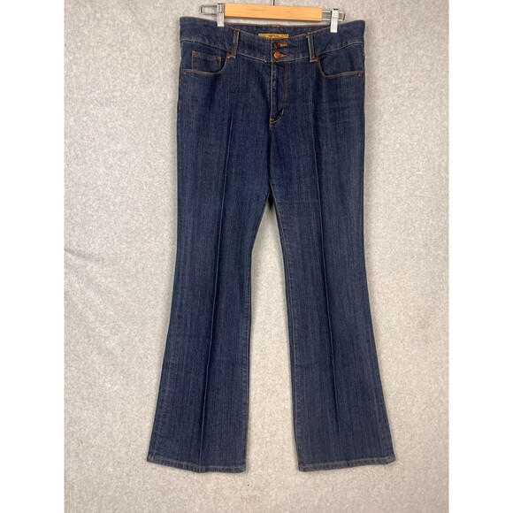7 For All Mankind Women’s 12 Bootcut Jeans High Rise Denim Embroidered Pockets - Picture 1 of 13